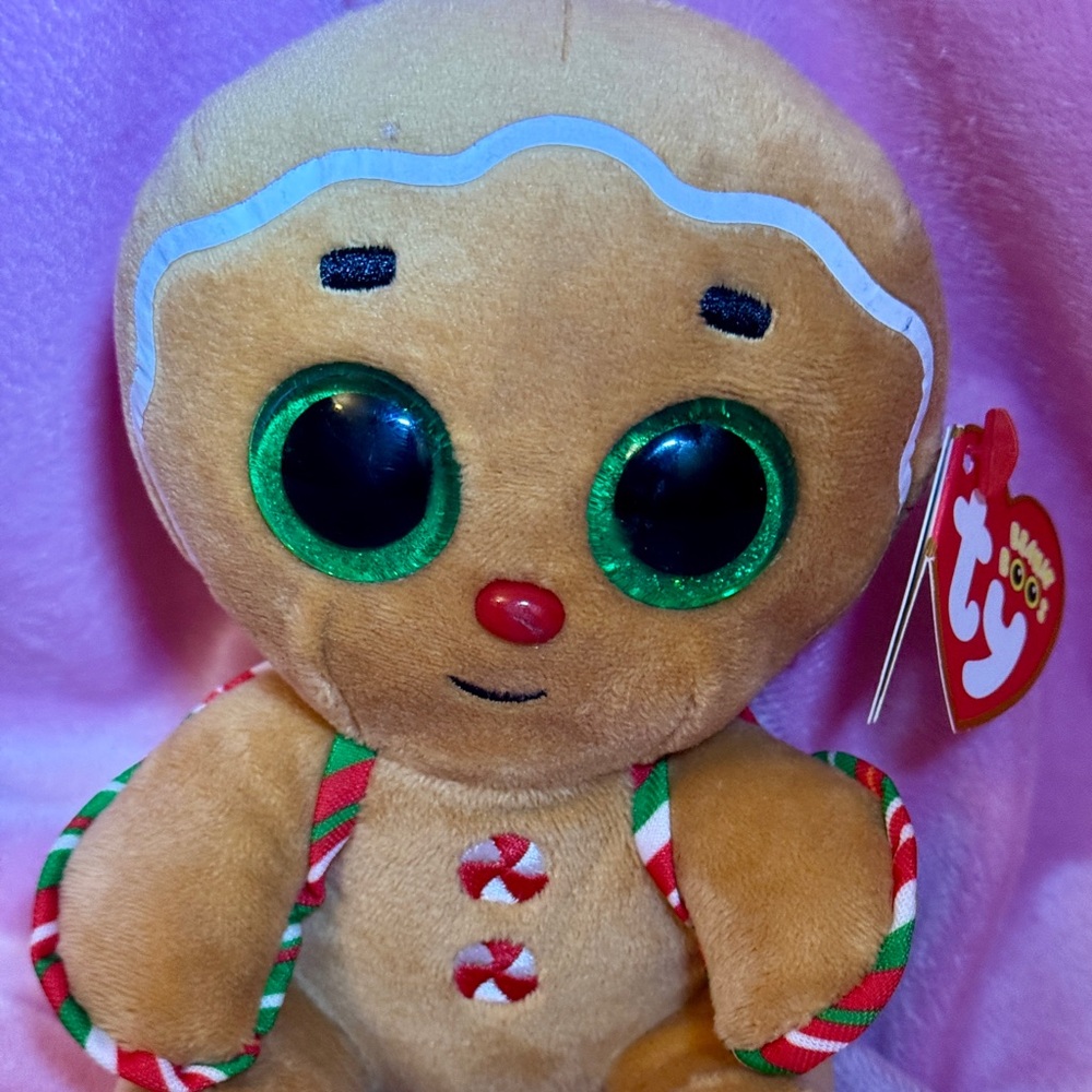 Ty Beanie Boo in the image is named Snaps. A Christmas holiday COLLECTIBLE